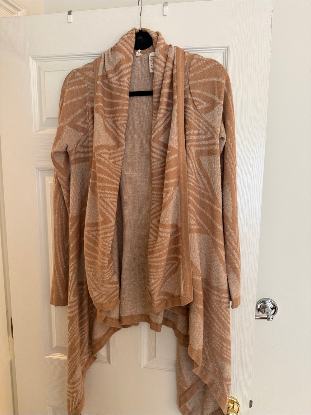 Moth Open-Front Tan Draped Cardigan
